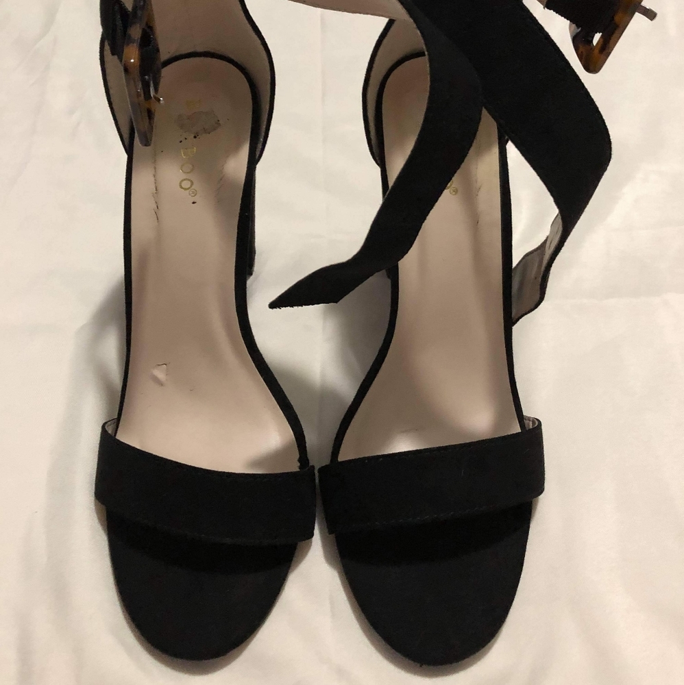 Women's Black Suede Block Heel